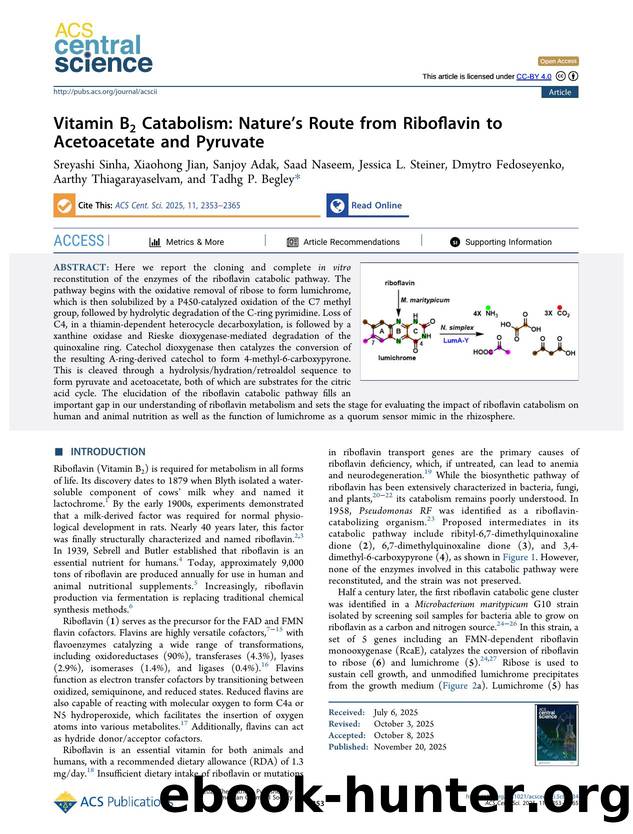 Vitamin B2 Catabolism: Natureâs Route from Riboflavin to Acetoacetate and Pyruvate by unknow