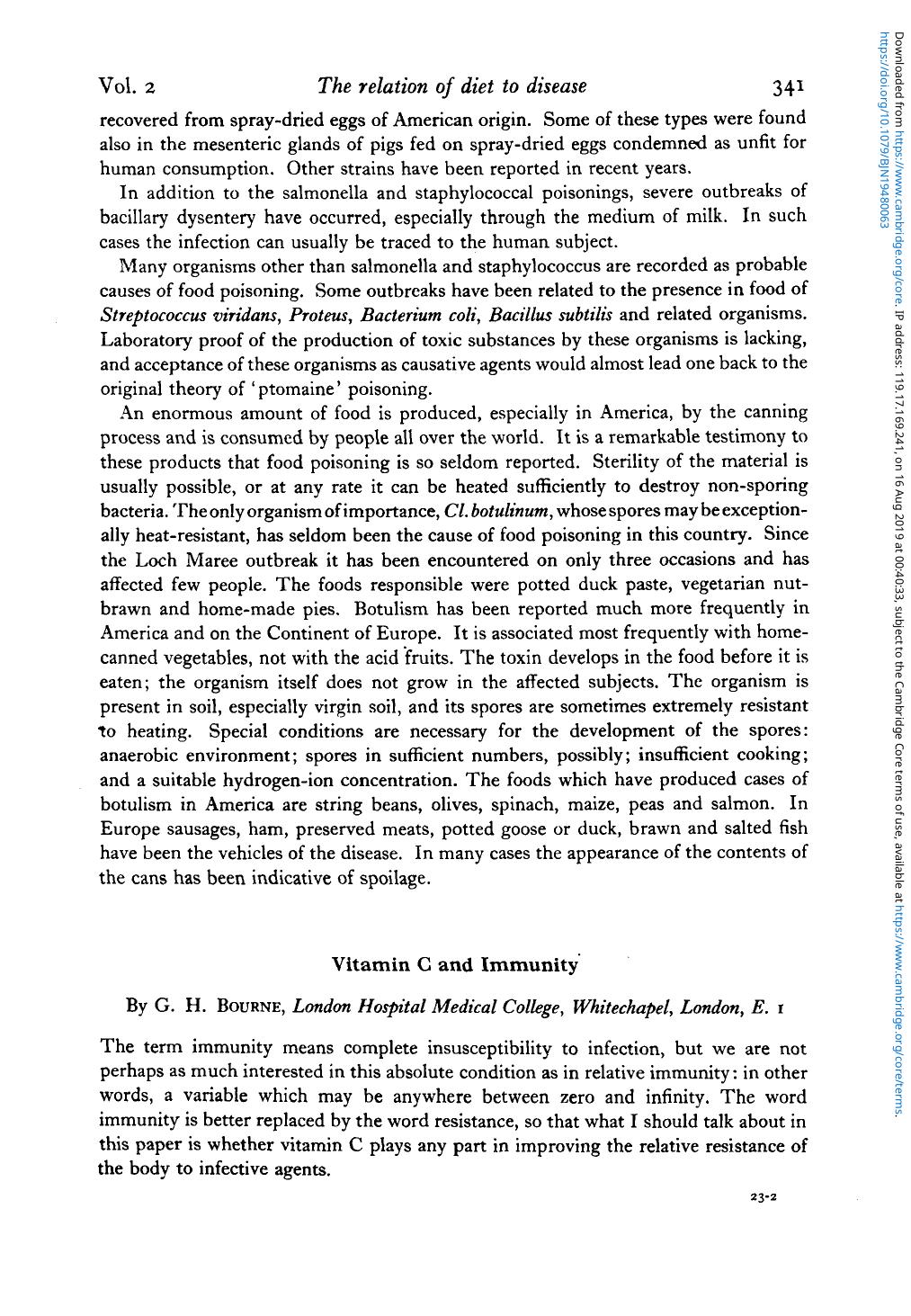 Vitamin C and Immunity by G. H. Bourne
