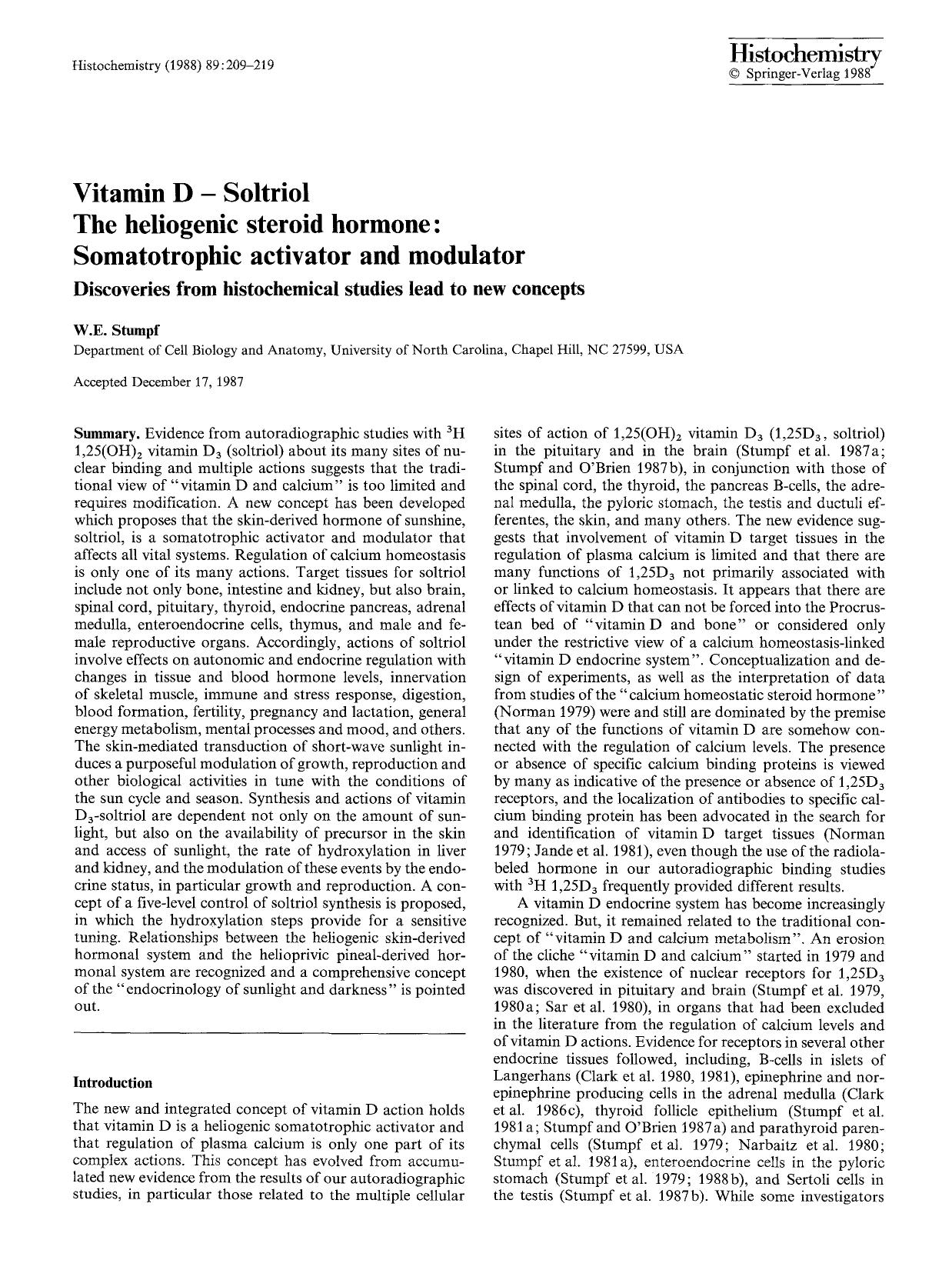 Vitamin D — Soltriol The heliogenic steroid hormone: Somatotrophic activator and modulator by Unknown