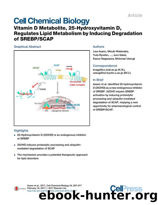 Vitamin D Metabolite, 25-Hydroxyvitamin D, Regulates Lipid Metabolism by Inducing Degradation of SREBPSCAP by unknow