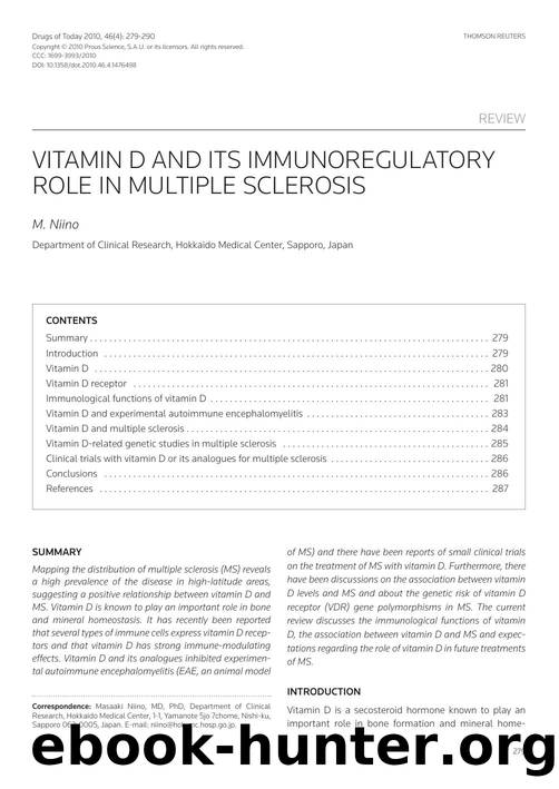 Vitamin D and its immunoregulatory role in multiple sclerosis by Copyright © 2010 Prous Science S.A.U. or its licensors. All rights reserved