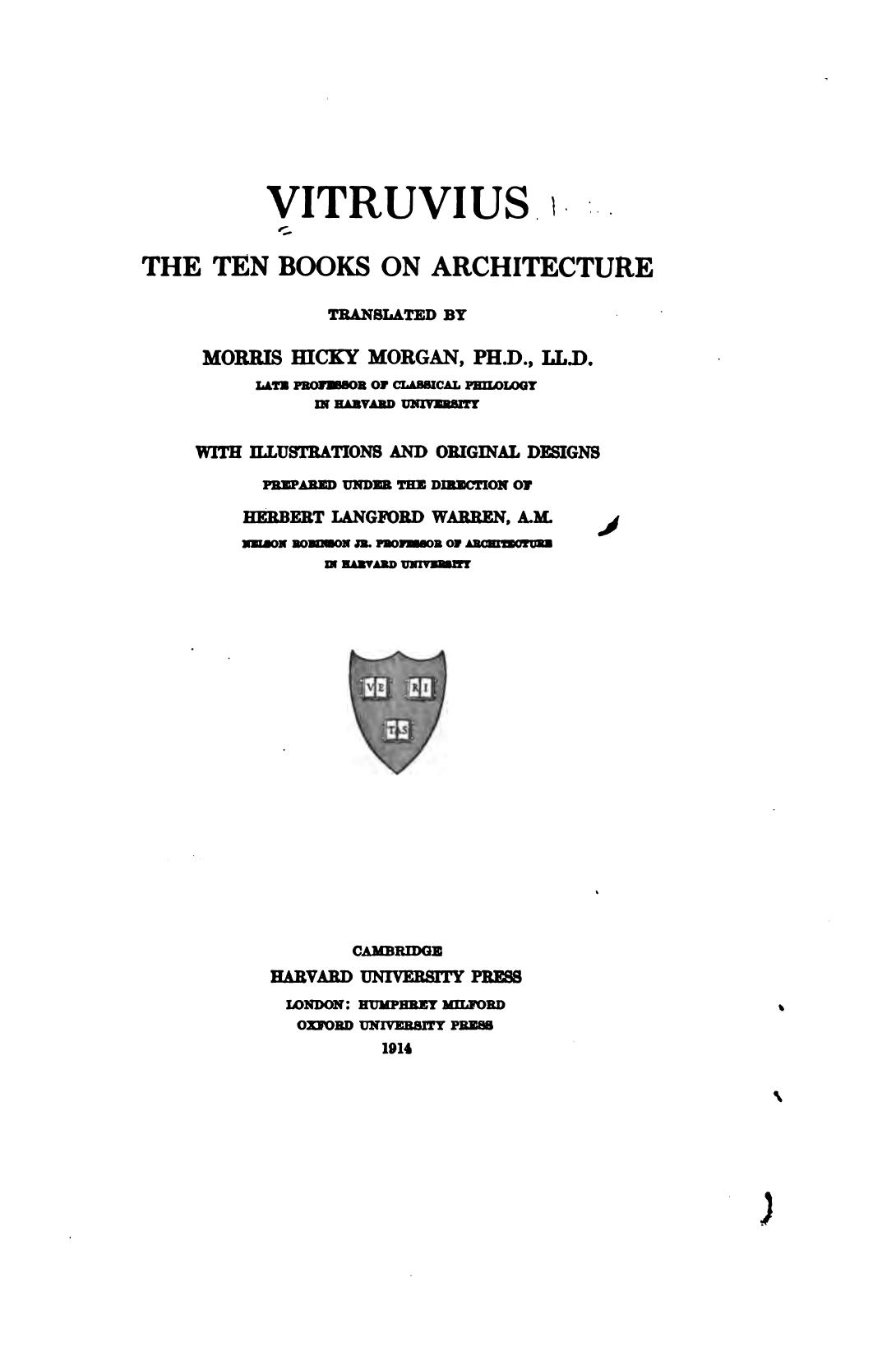 Vitruvius, the Ten Books on Architecture by Vitruvius Pollio