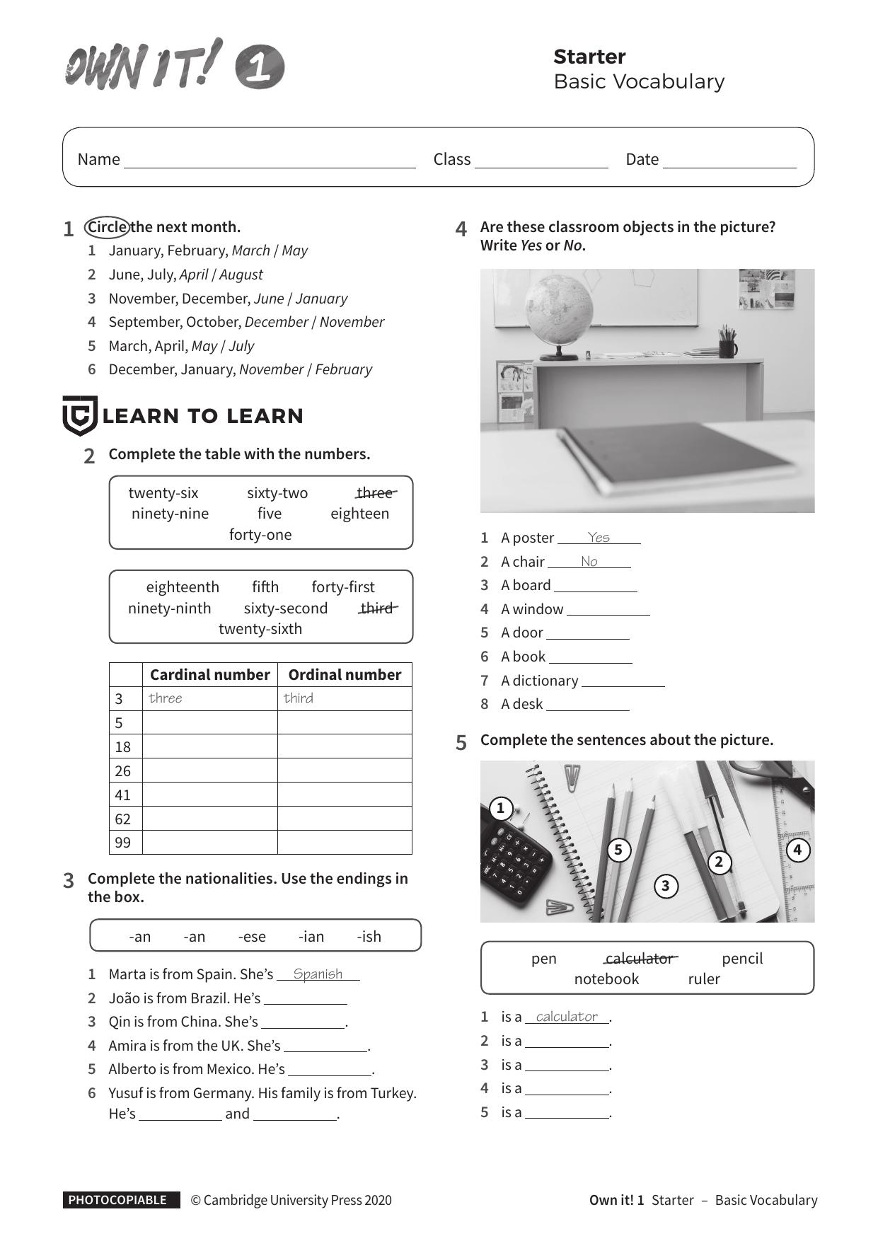 Vocabulary Basic Starter without answers by Unknown