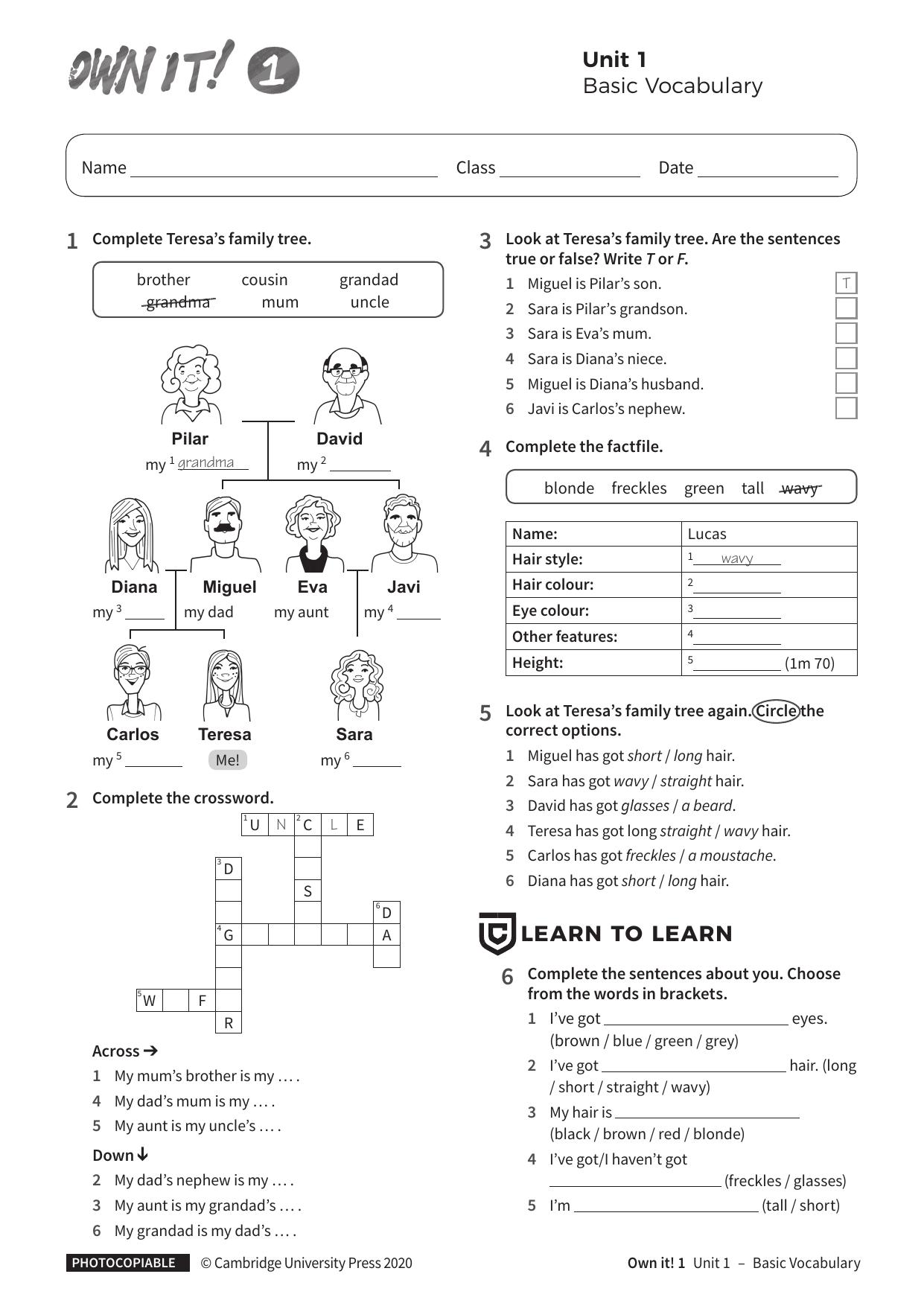 Vocabulary Basic Unit1 without answers by Unknown