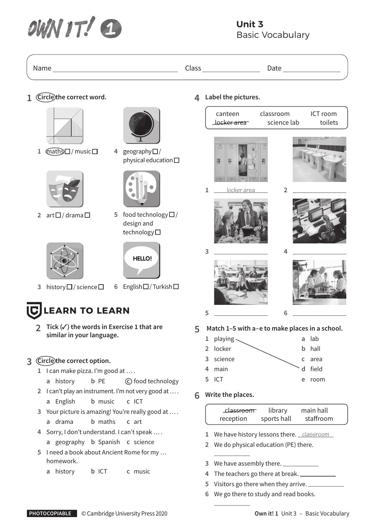 Vocabulary Basic Unit3 without answers by Unknown