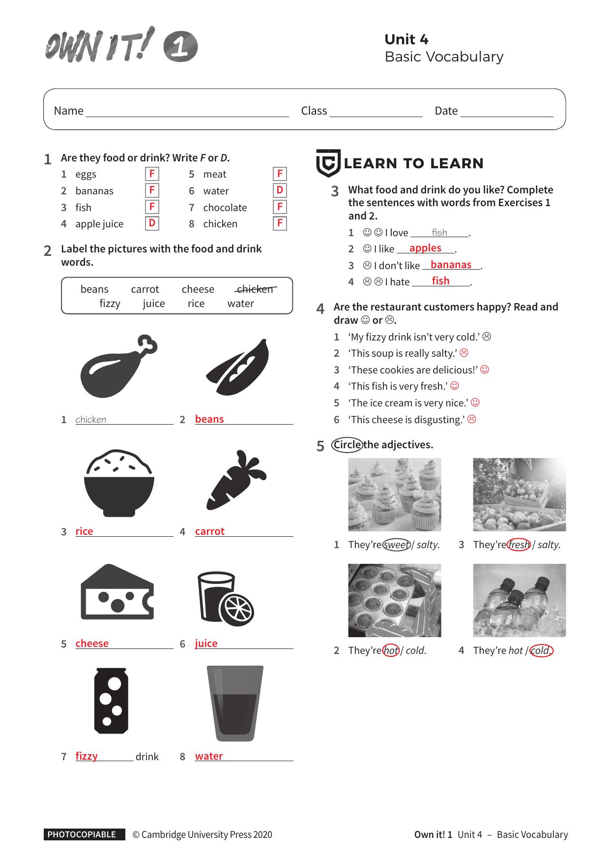 Vocabulary Basic Unit4 with answers by Unknown