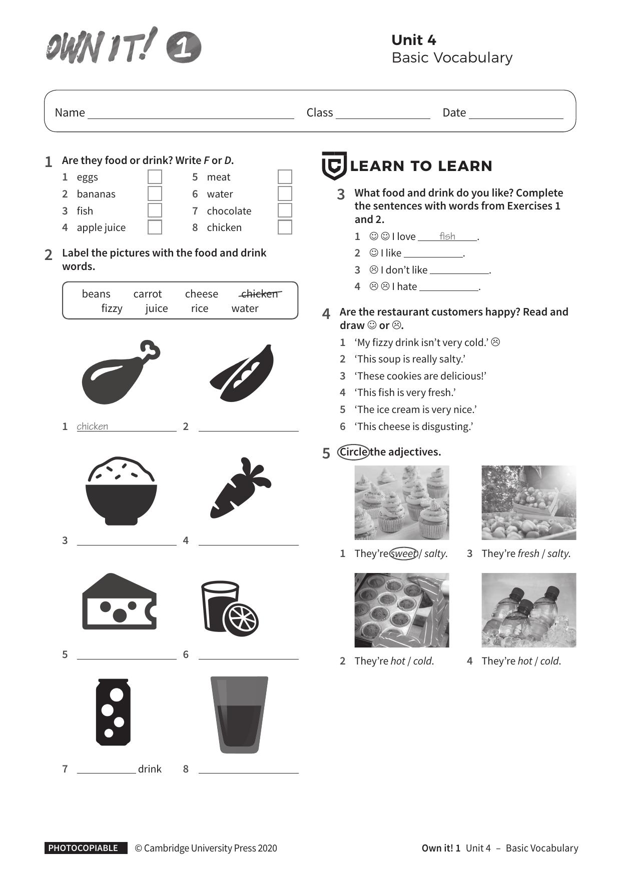Vocabulary Basic Unit4 without answers by Unknown