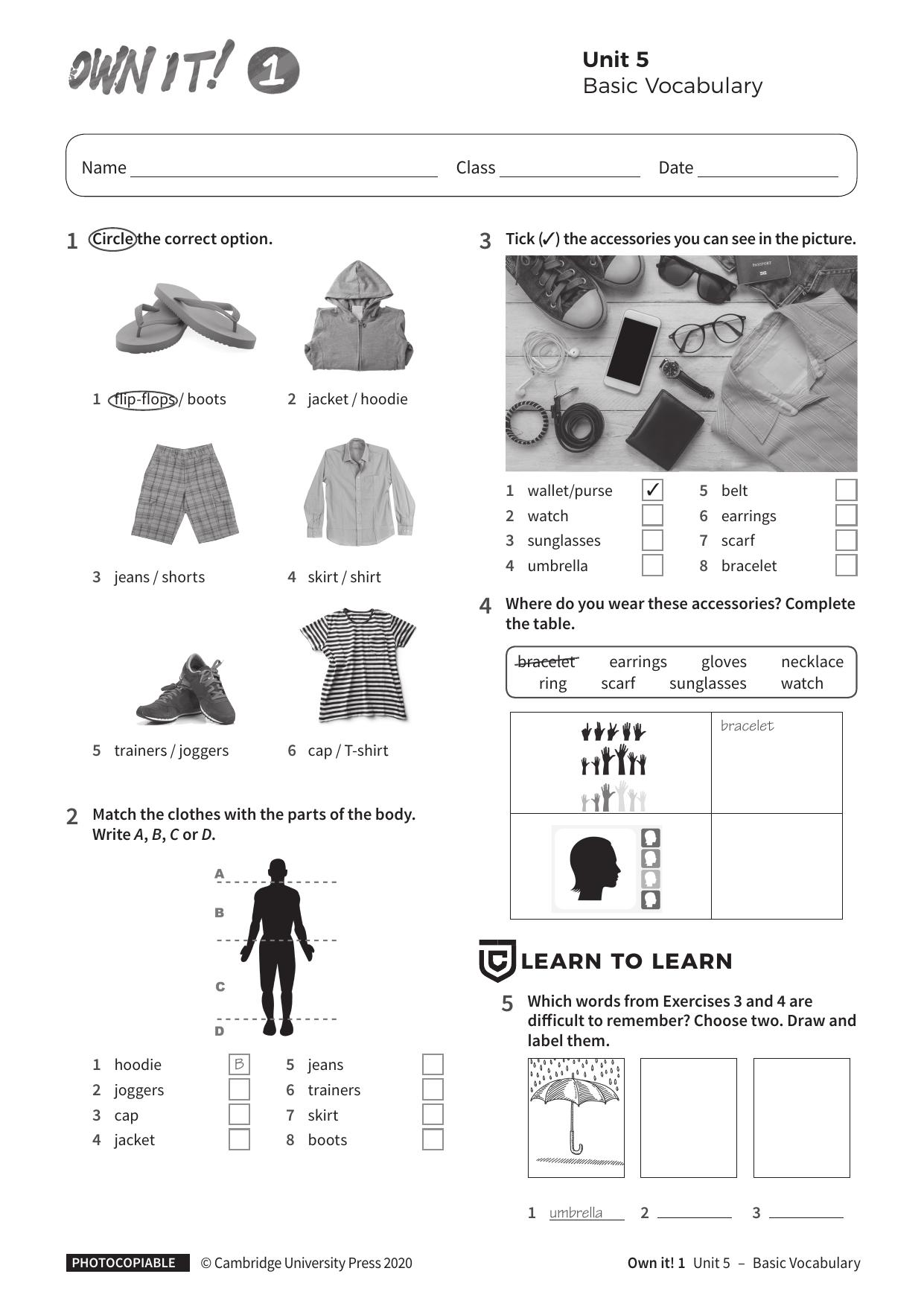 Vocabulary Basic Unit5 without answers by Unknown