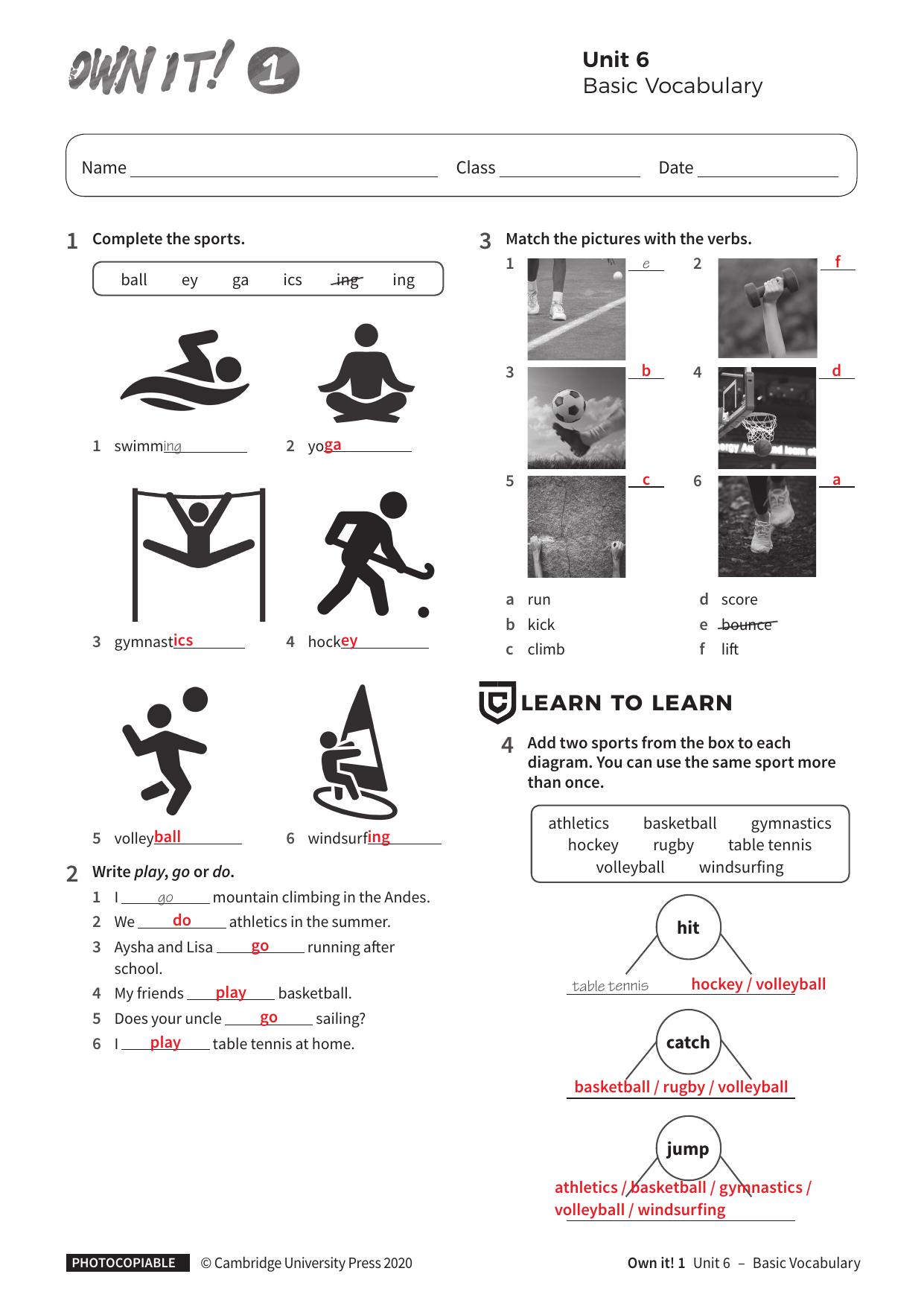 Vocabulary Basic Unit6 with answers by Unknown