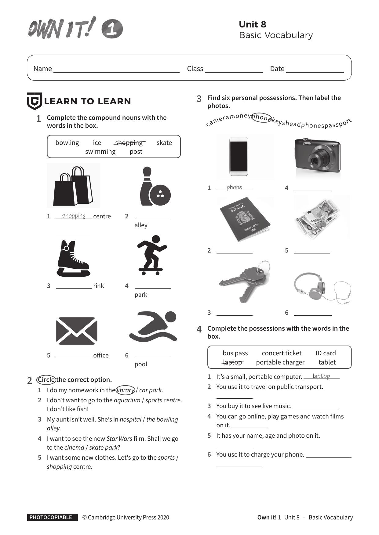 Vocabulary Basic Unit8 without answers by Unknown