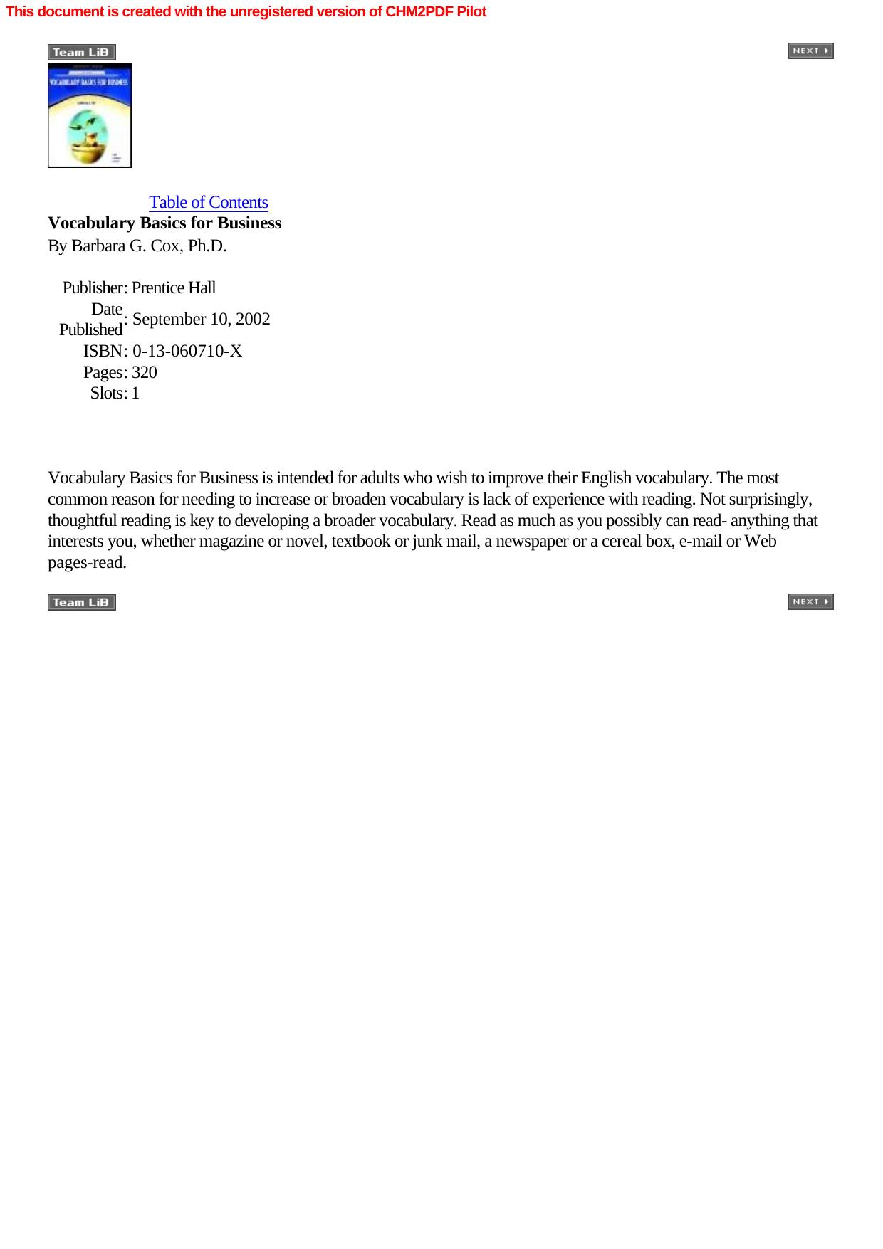 Vocabulary Basics for Business by R. Temple R. Temple J. Regnault