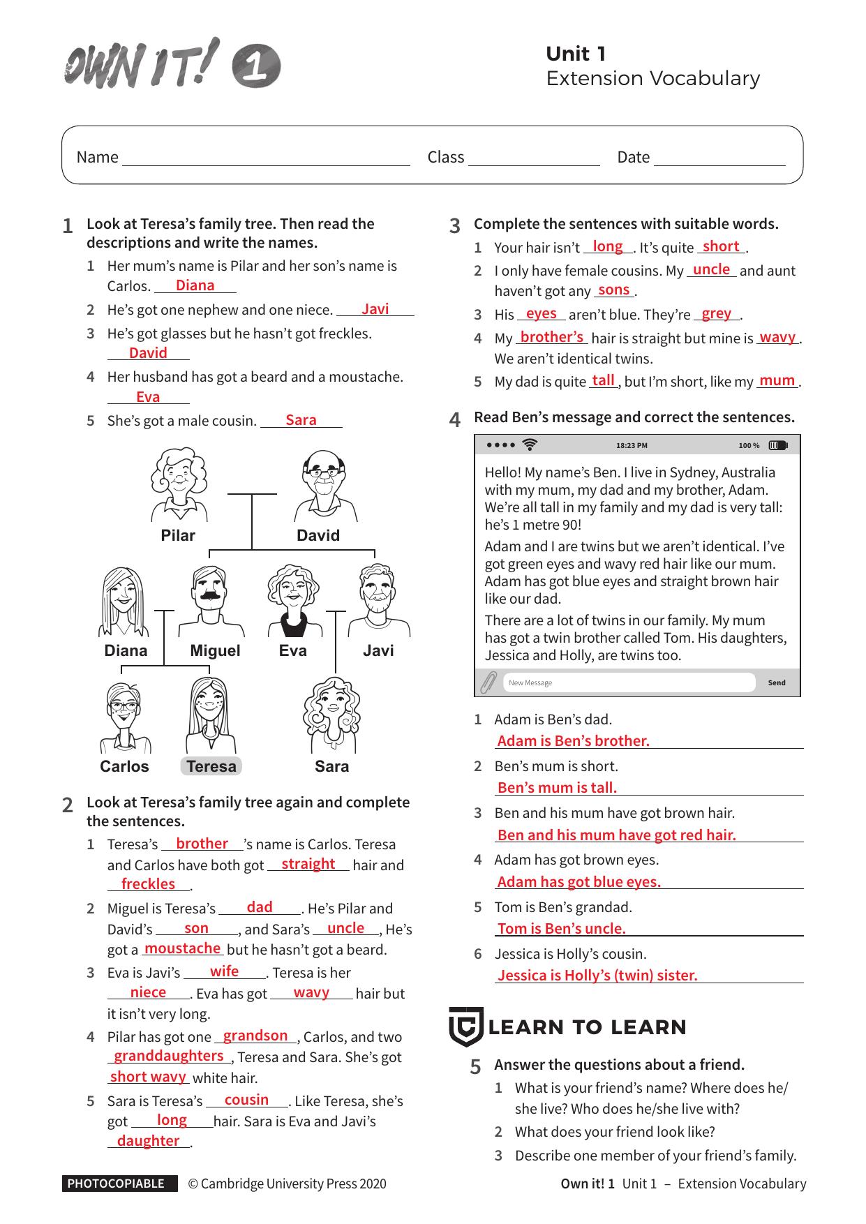 Vocabulary Extension Unit1 with answers by Unknown