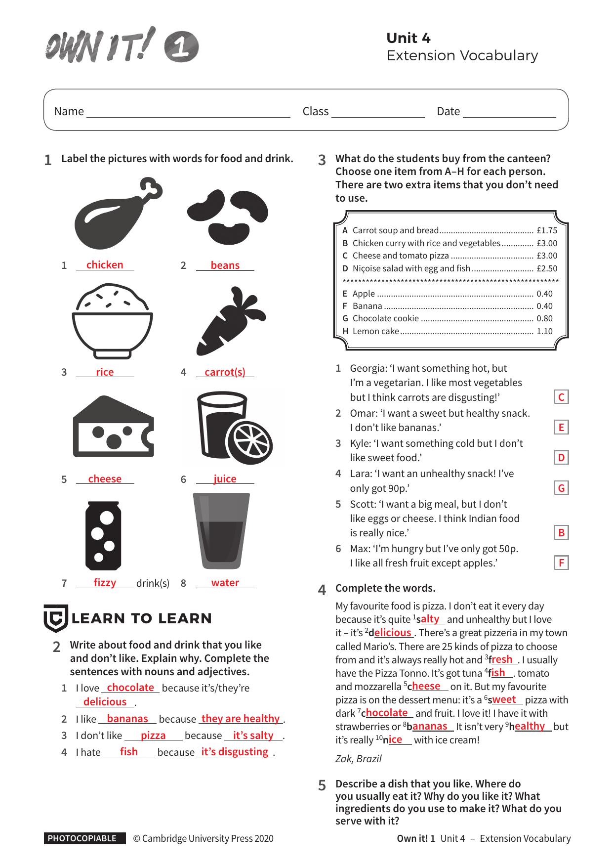 Vocabulary Extension Unit4 with answers by Unknown