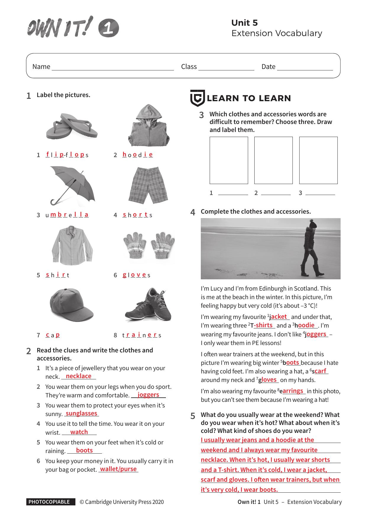 Vocabulary Extension Unit5 with answers by Unknown