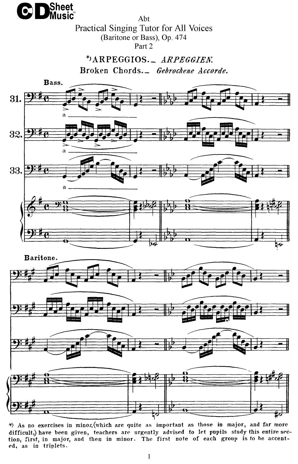 Vocal Exercises: Abt-Practical Singing Tutor for All Voices by WBaxley Music Subito Music Corp & Stephens Pub. Co