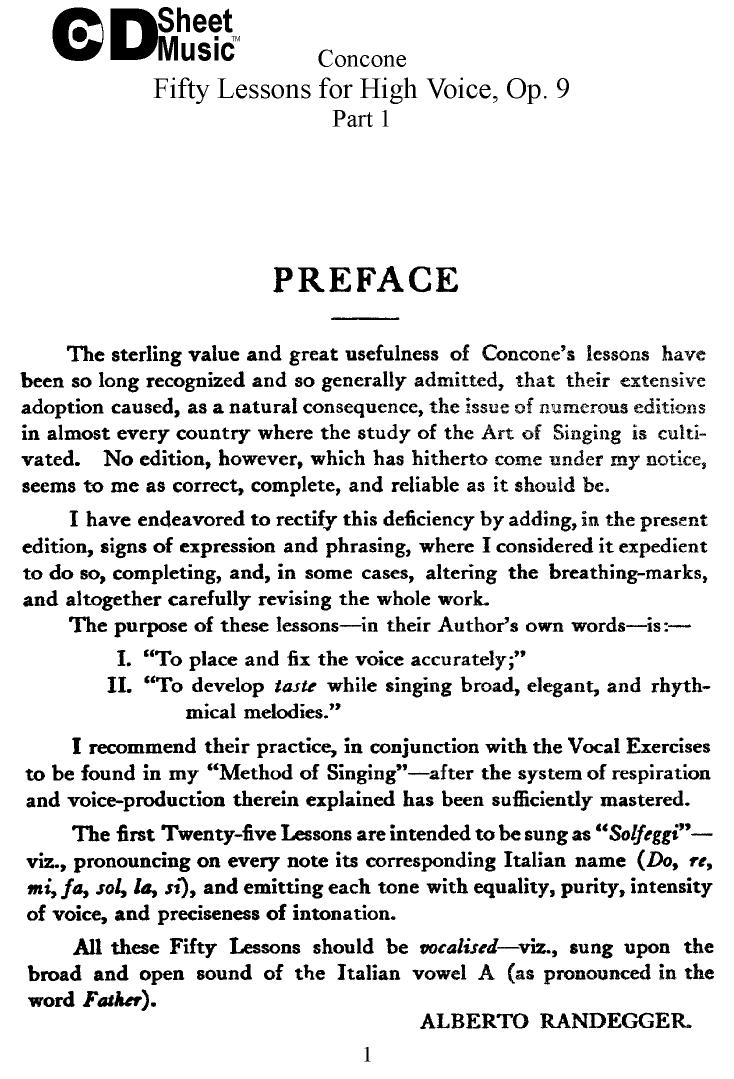 Vocal Exercises: Concone, 50 Lessons for High Voice by WBaxley Music Subito Music Corp & Stephens Pub. Co