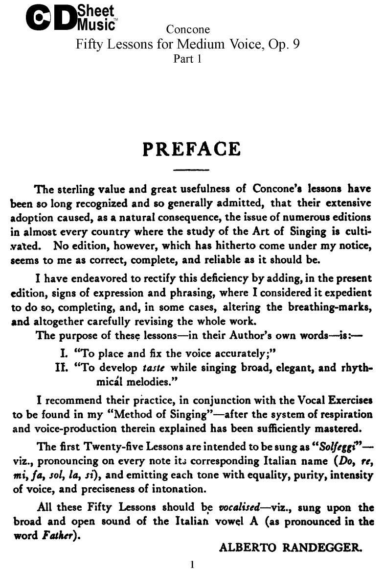 Vocal Exercises: Concone, 50 Lessons for Medium Voice by WBaxley Music Subito Music Corp & Stephens Pub. Co