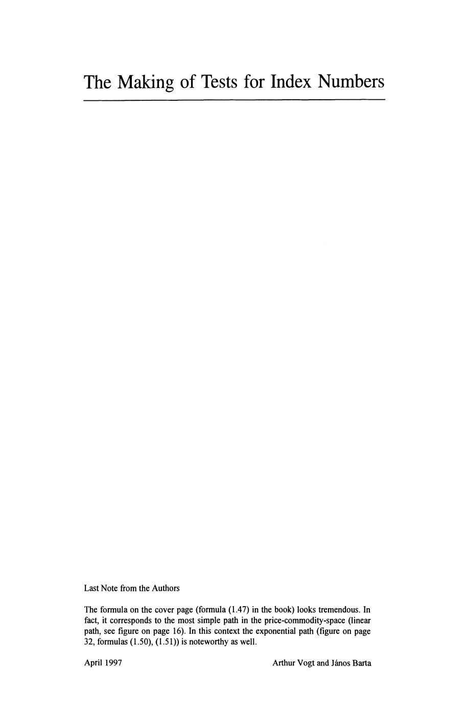 Vogt A. The Making of Tests for Index Numbers...1997 by Unknown