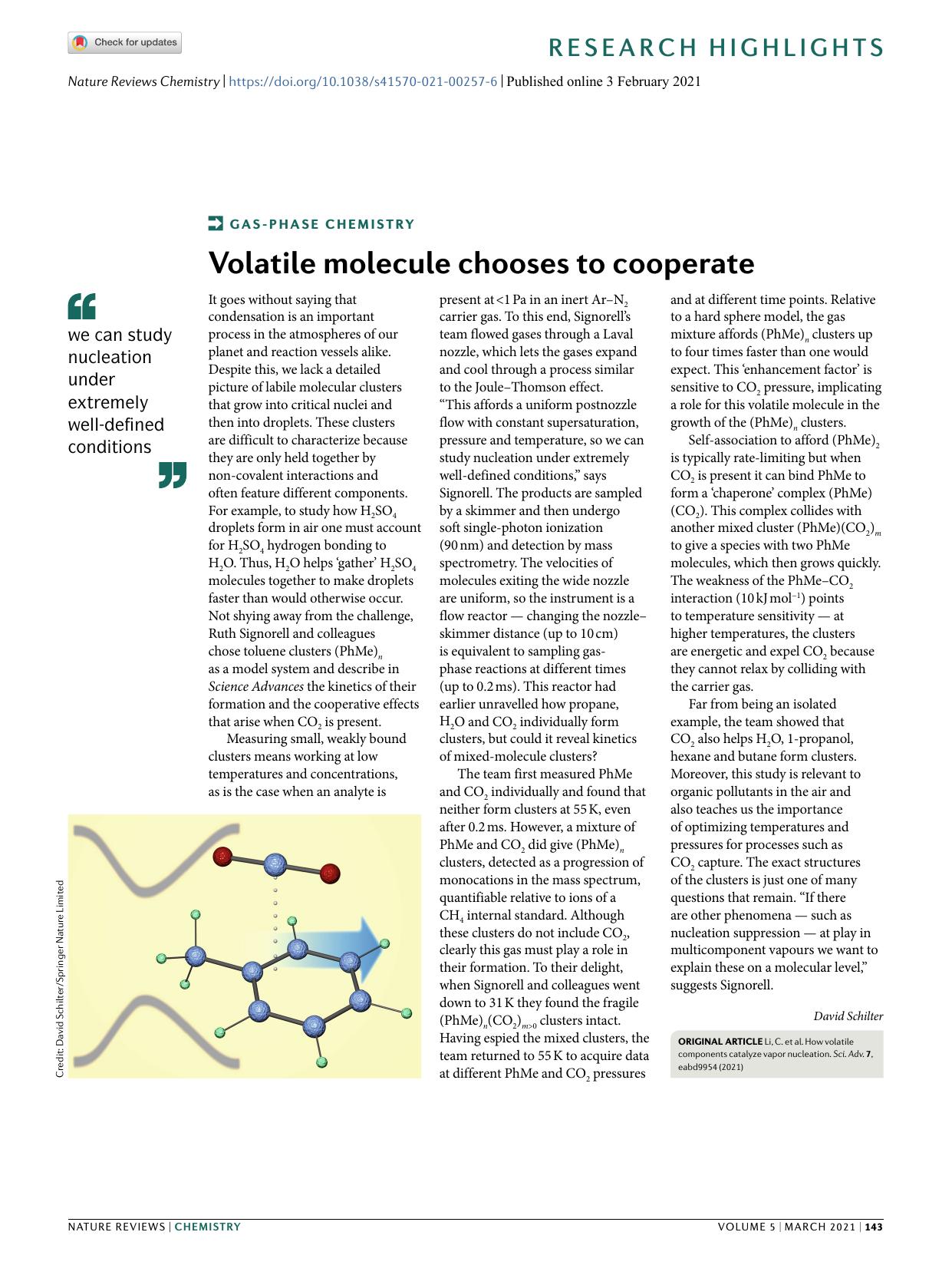 Volatile molecule chooses to cooperate by David Schilter