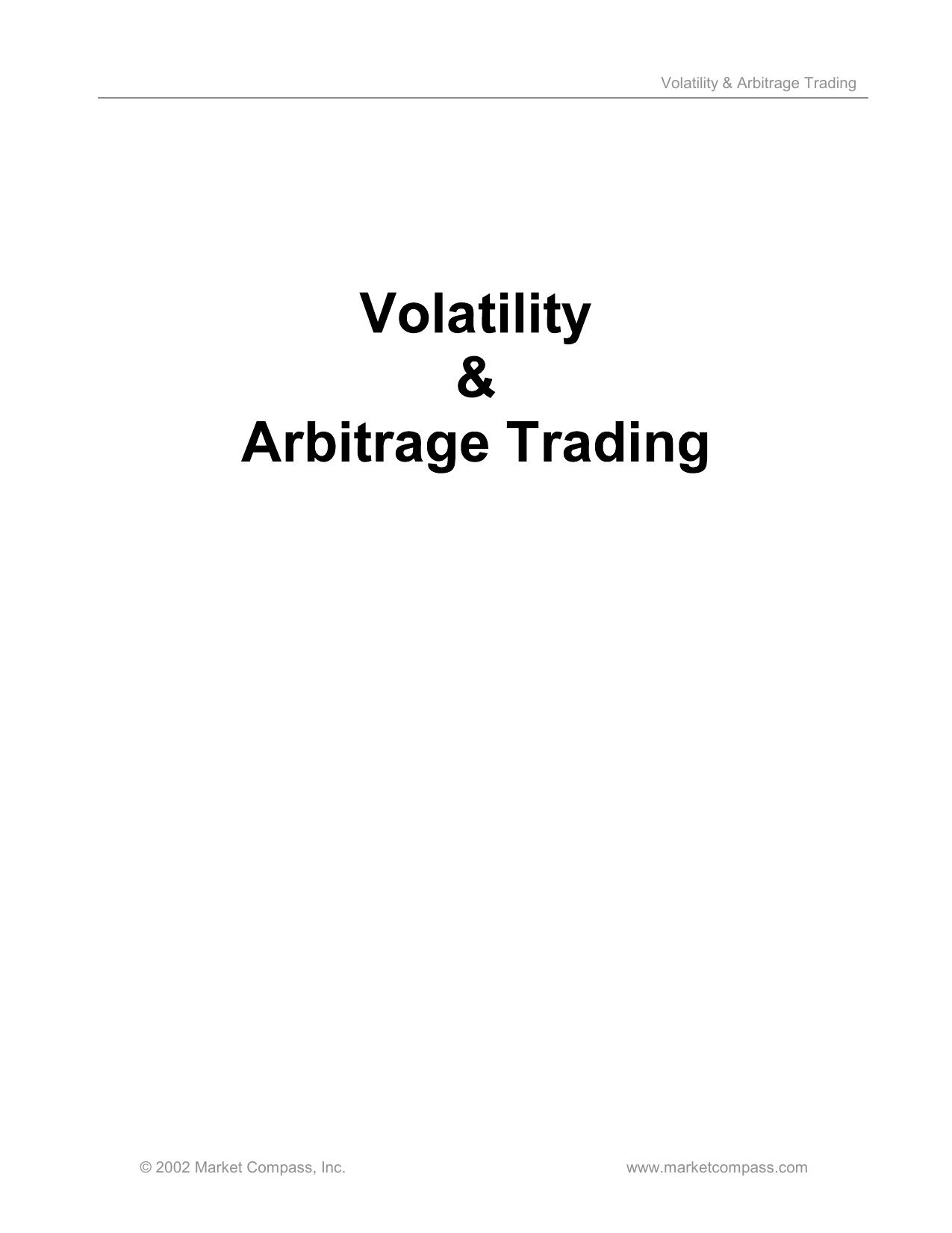 Volatility & Arbitrage Trading by J.Dohn