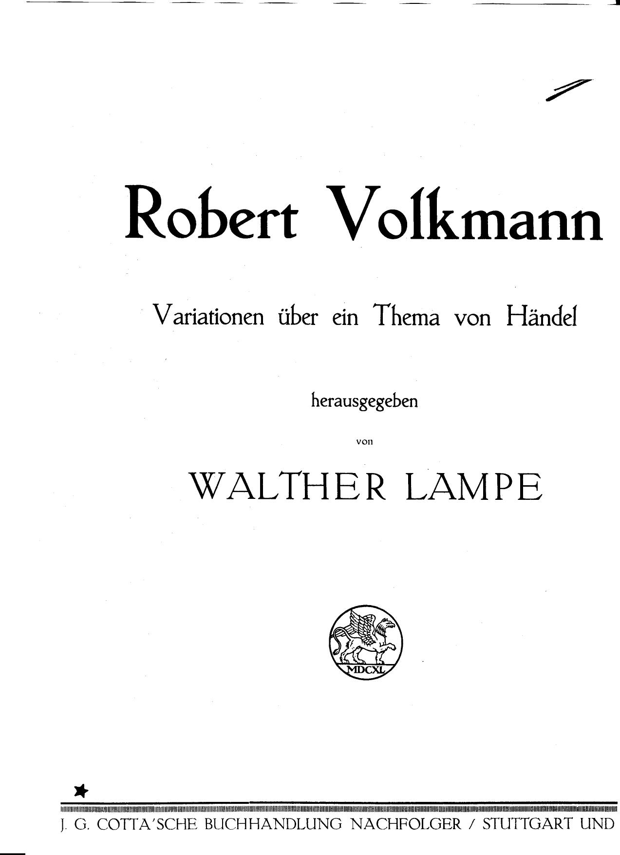 Volkmann, R Variations on Handel by Unknown