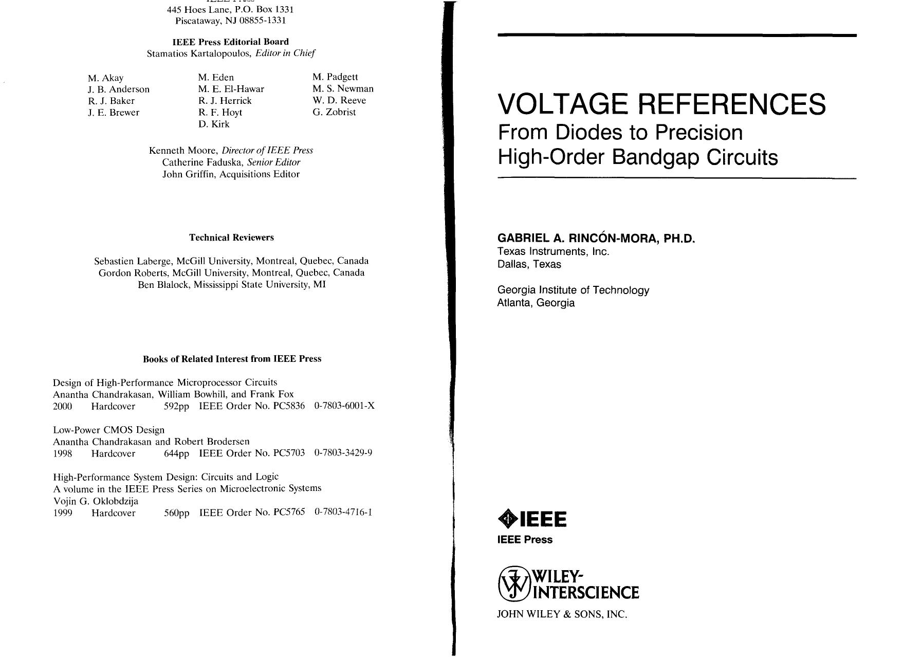 Voltage References: From Diodes to Precision High-Order Bandgap Circuits by Gabriel Alfonso Rincon-Mora