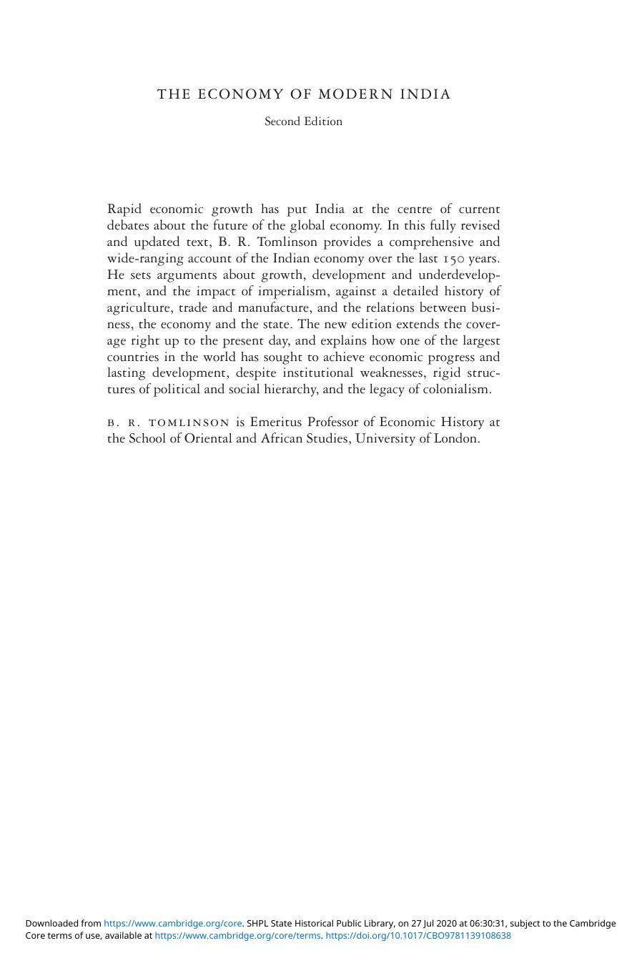 Volume 3.3 The Economy of Modern India (2) by Unknown
