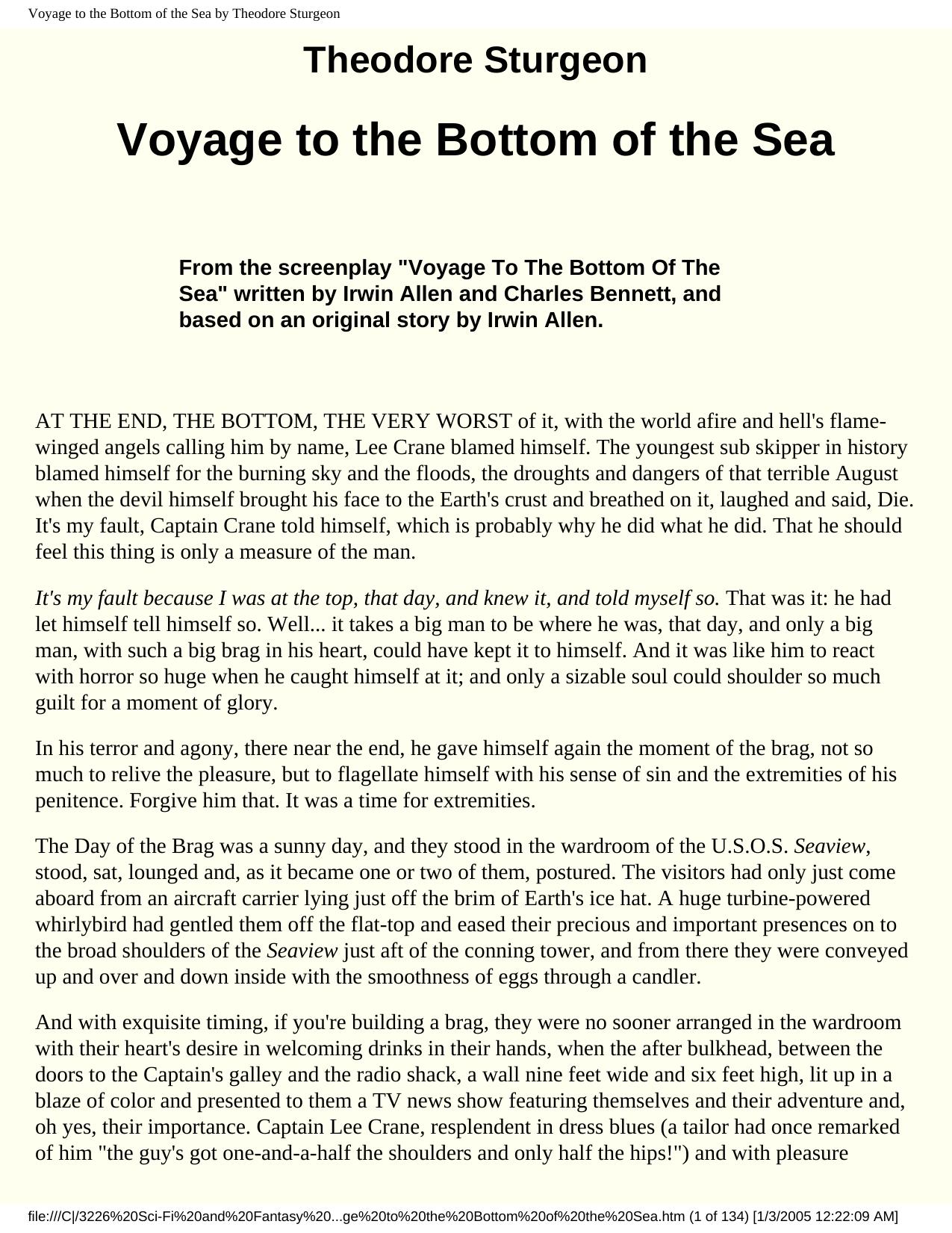 Voyage to the Bottom of the Sea by Theodore Sturgeon by Unknown