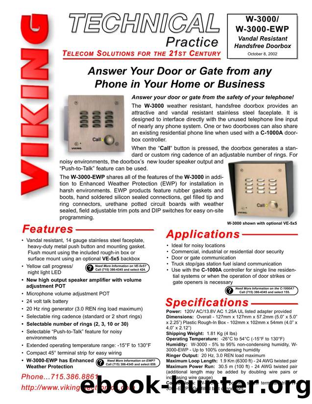 W-3000 and W-3000-EWP Technical Practice by Viking Electronics Inc