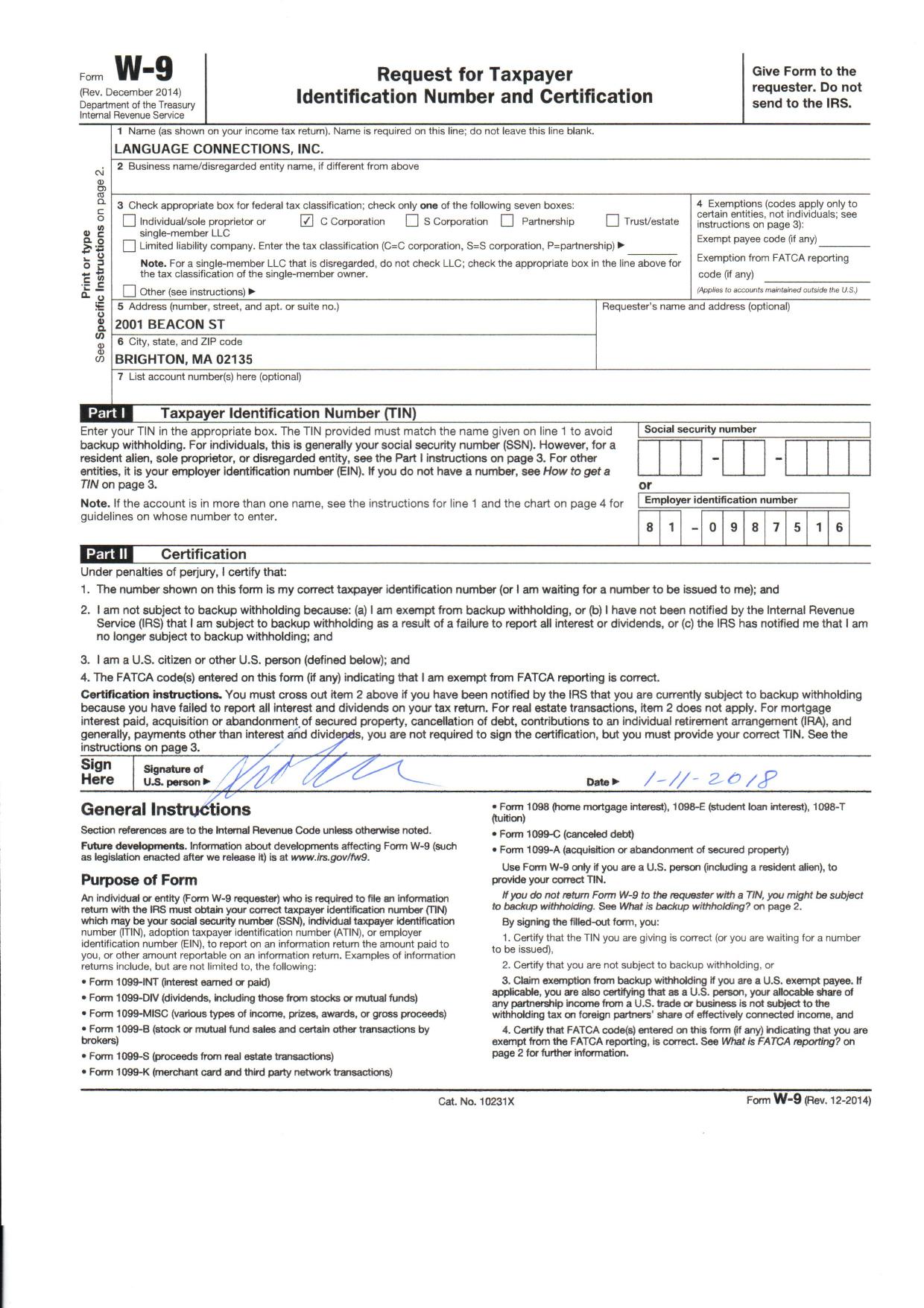 W-9 Language Connections by Unknown