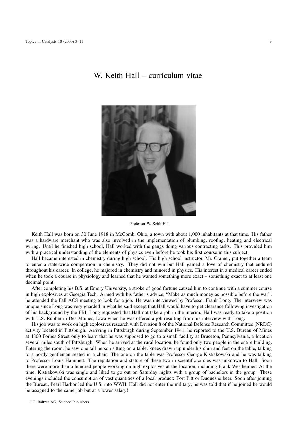W. Keith Hall &#x2013; curriculum vitae by Unknown