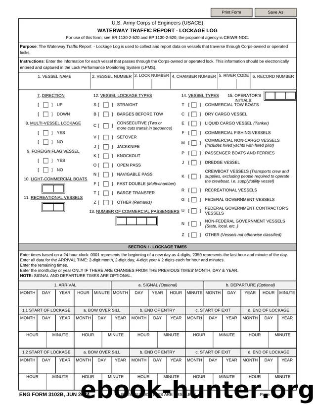 WATERWAY TRAFFIC REPORT - LOCKAGE LOG by Darwin Chen