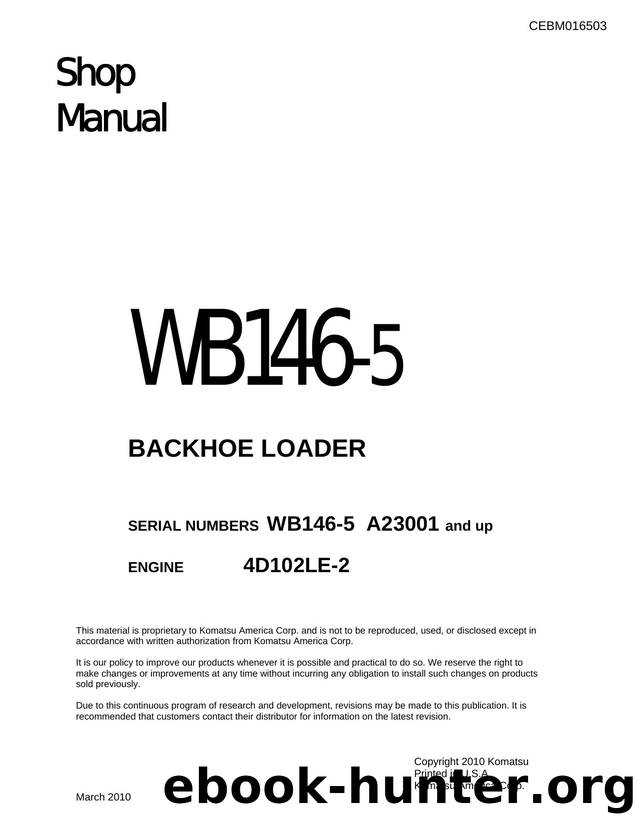 WB146-5 BACKHOE LOADER SN A23001-UP by KOMATSU AMERICA CORP