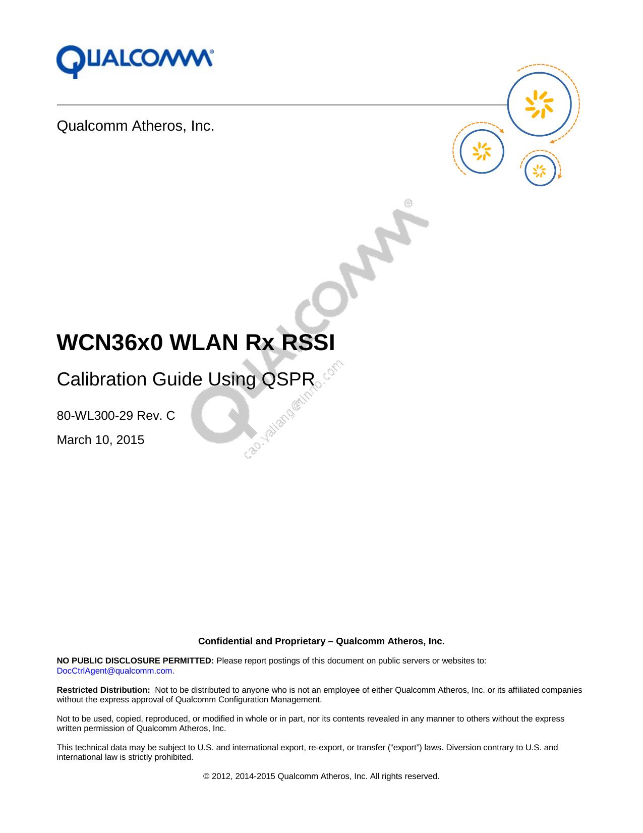 WCN36x0 WLAN Rx RSSI Calibration Guide Using QSPR by Qualcomm Technologies Inc