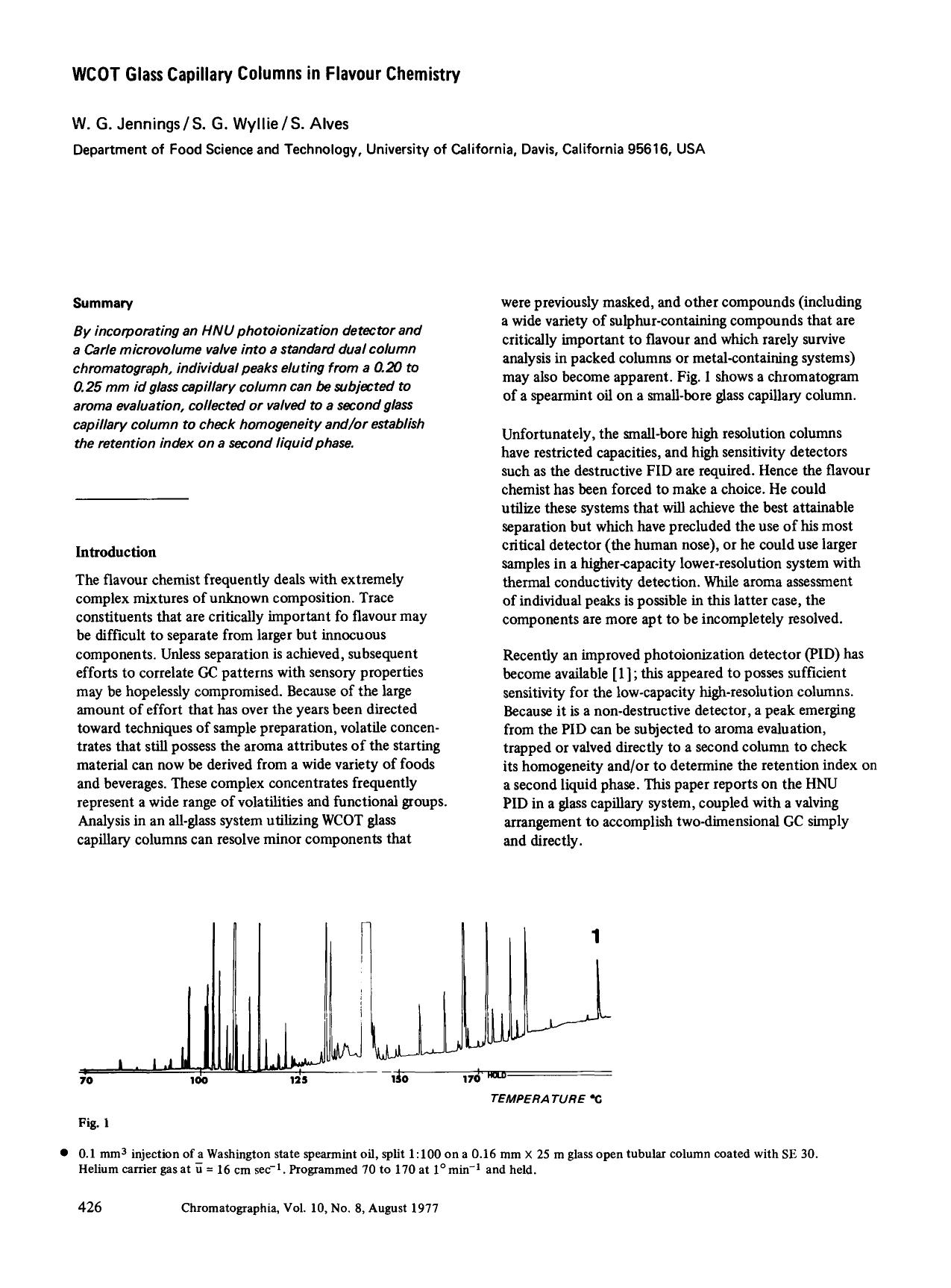 WCOT glass capillary columns in flavour chemistry by Unknown