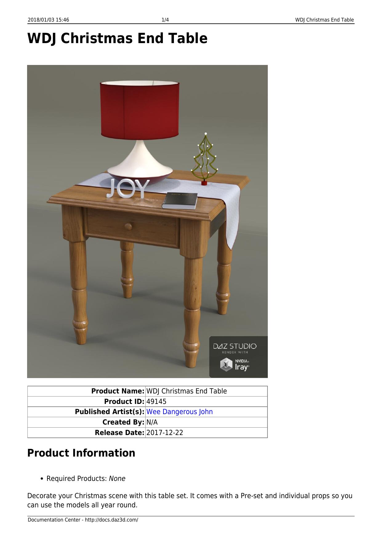 WDJ Christmas End Table by Unknown
