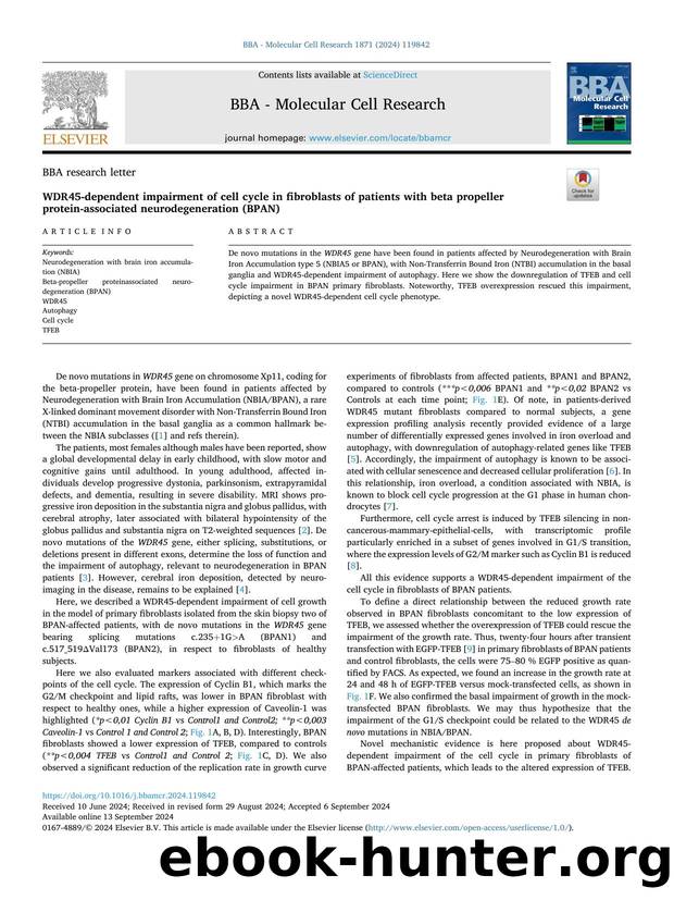 WDR45-dependent impairment of cell cycle in fibroblasts of patients with beta propeller protein-associated neurodegeneration (BPAN) by Barbara Garavaglia & Alessia Nasca & Stefania Mitola & Rosaria Ingrassia