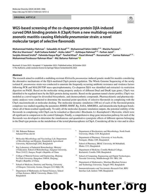 WGS-based screening of the co-chaperone protein DjlA-induced curved DNA binding protein A (CbpA) from a new multidrug-resistant zoonotic mastitis-causing Klebsiella pneumoniae stra by unknow