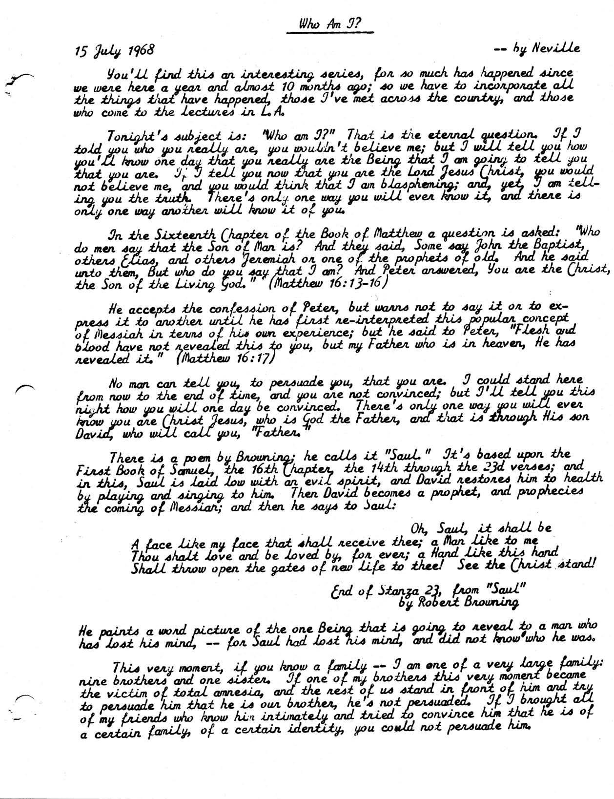 WHO AM I by Neville Goddard