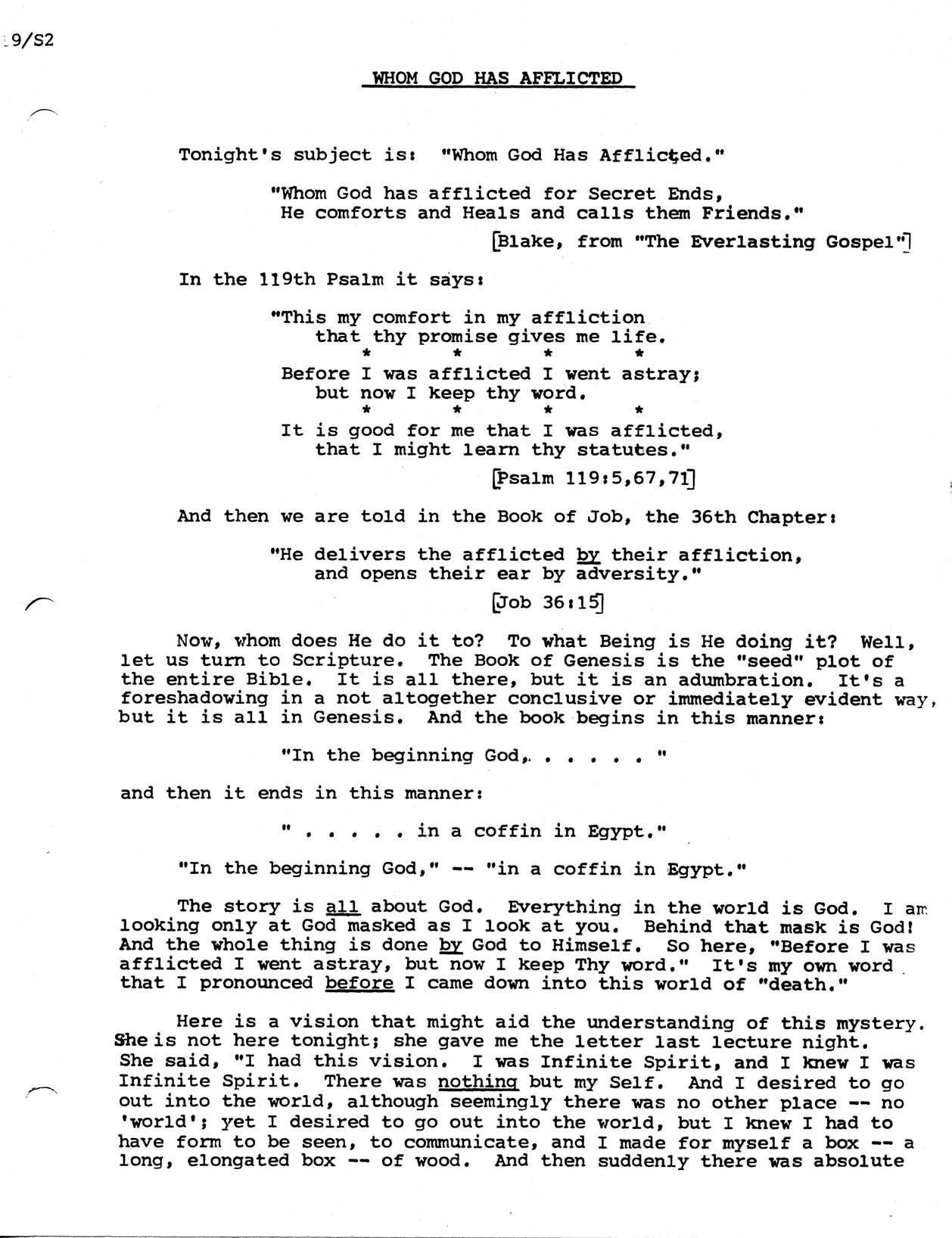 WHOM GOD HAS AFFLICTED by Neville Goddard