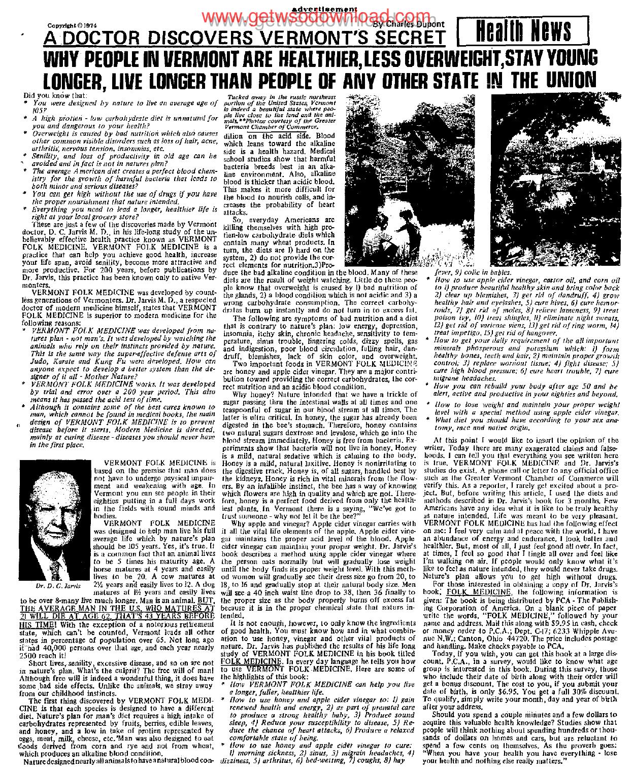 WHY PEOPLE IN VERMONT ARE HEALTHIER by Copyright 2006 Heritage Microfilm Inc. & Newspaperarchive.com