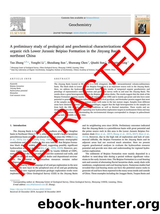 WITHDRAWN: A preliminary study of geological and geochemical characterizations of organic rich Lower Jurassic Beipiao Formation in the Jinyang Basin, northeast China by Tao Zhang & Yongfei Li & Shouliang Sun & Shuwang Chen & Qiushi Sun & Wenming Zong
