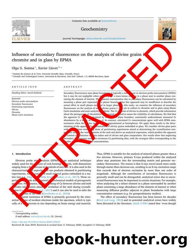 WITHDRAWN: Influence of secondary fluorescence on the analysis of olivine grains in chromite and in glass by EPMA by Olga G. Sonina & Xavier Llovet