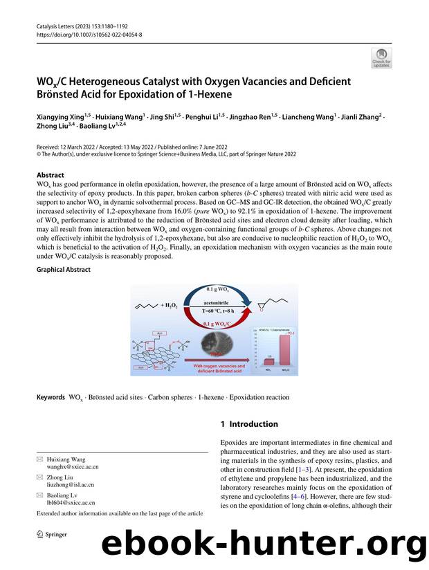 WOxC Heterogeneous Catalyst with Oxygen Vacancies and Deficient BrÃ¶nsted Acid for Epoxidation of 1-Hexene by unknow