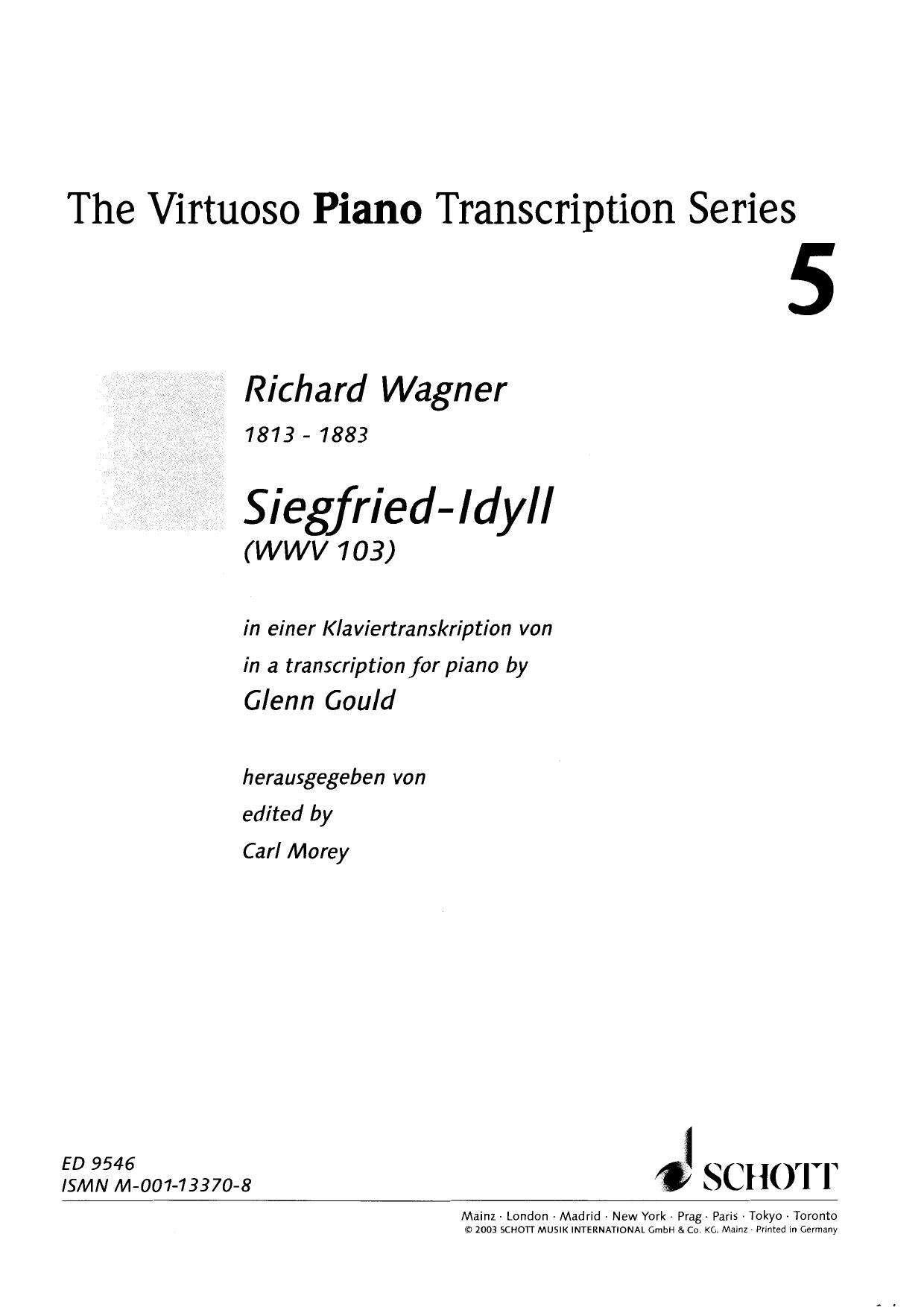Wagner - Gould by Siegfried Idyll (Scores Transcription Piano Free Sheet Music)