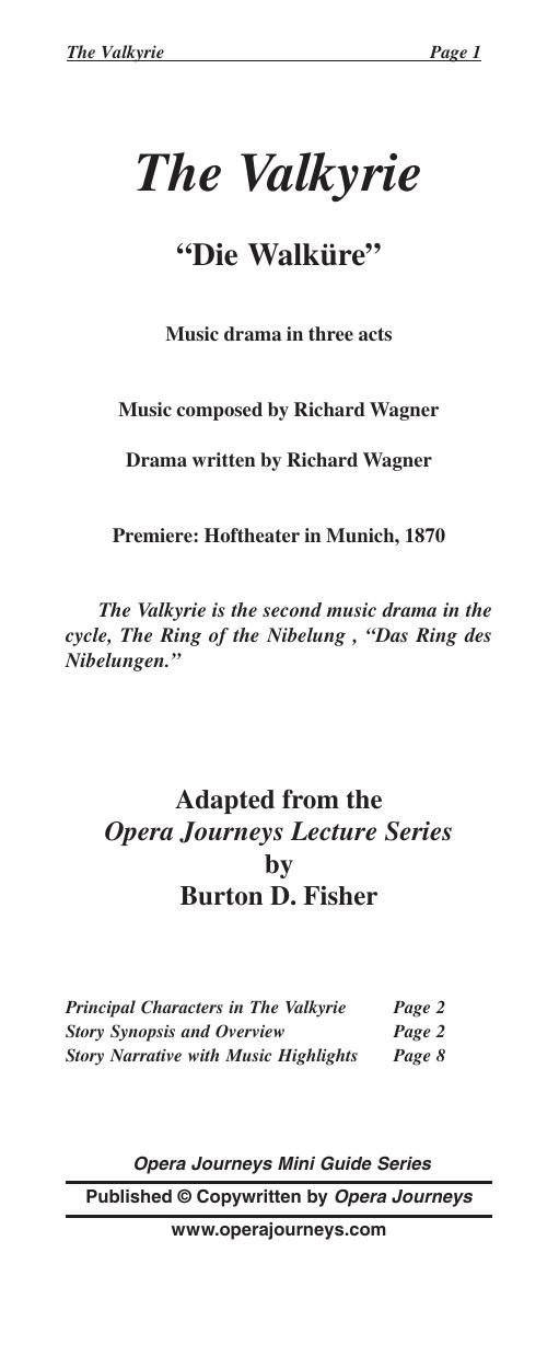 Wagner's The Valkyrie (Die Walkure) by Unknown