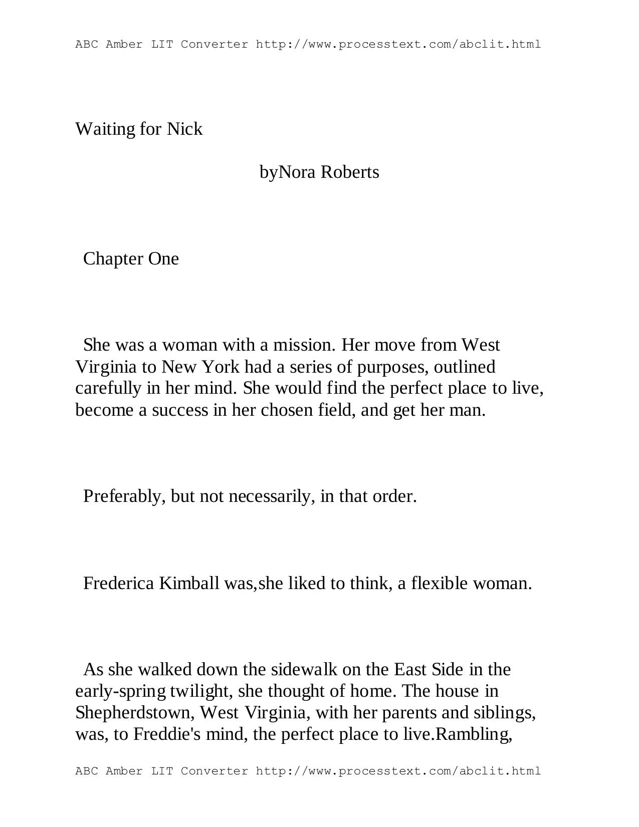 Waiting For Nick by Nora Roberts by Unknown