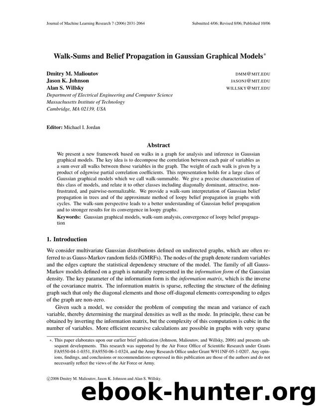 Walk-Sums and Belief Propagation in Gaussian Graphical Models by Unknown