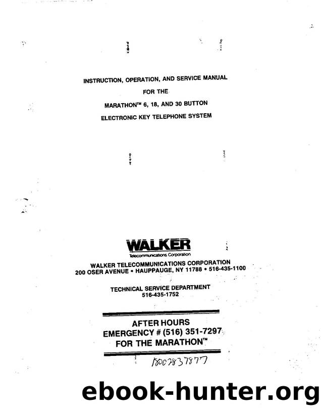 Walker Marathon Instruction by Operation & Service Manual