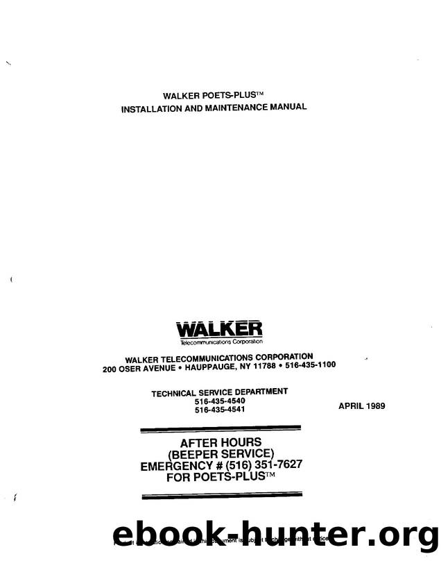 Walker Port And Poet Plus Installation And Maint by Unknown